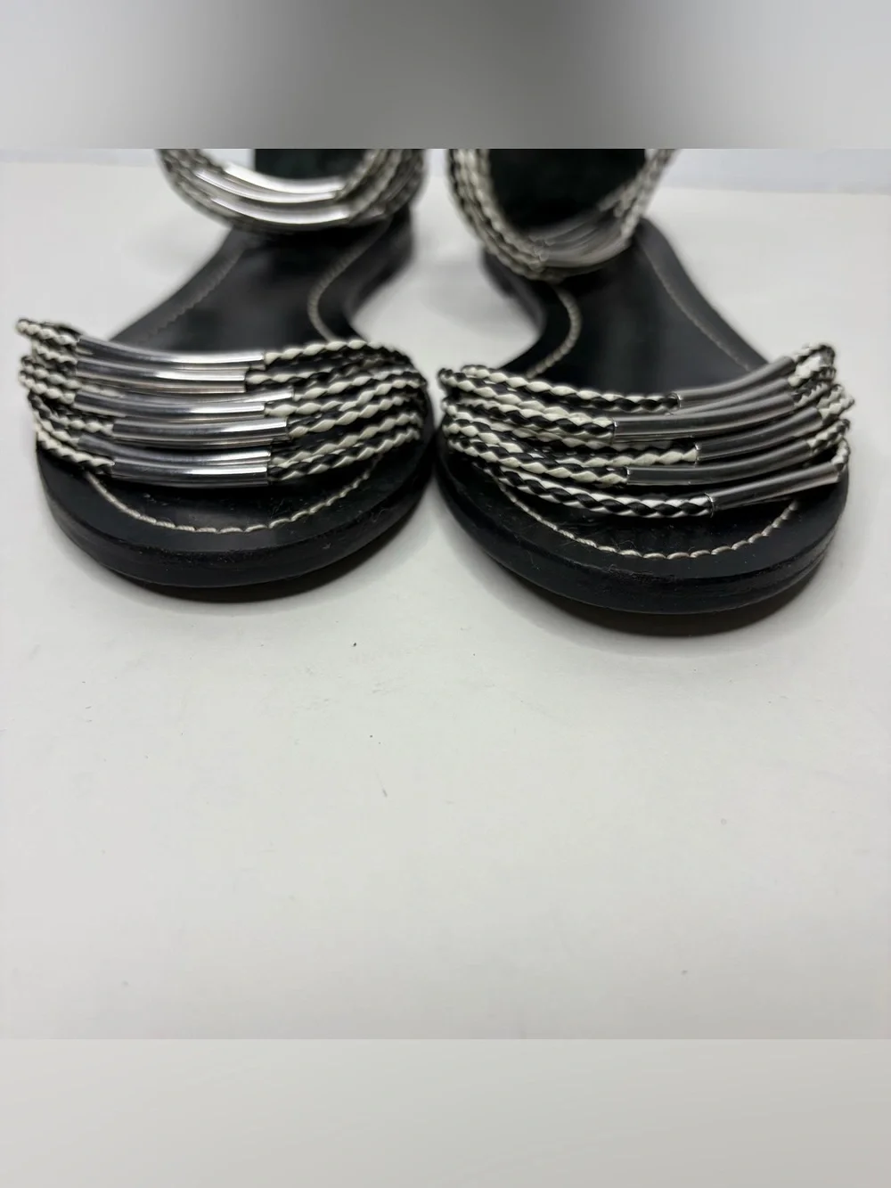 Tory Burch Mignon Braided Ankle-Strap Leather Sandals size 6